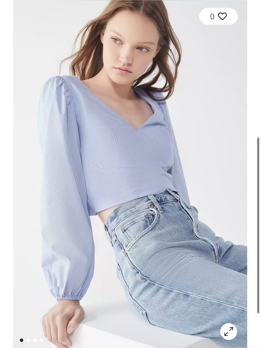 Urban Outfitters UO Hillary Striped Balloon Sleeve Blouse